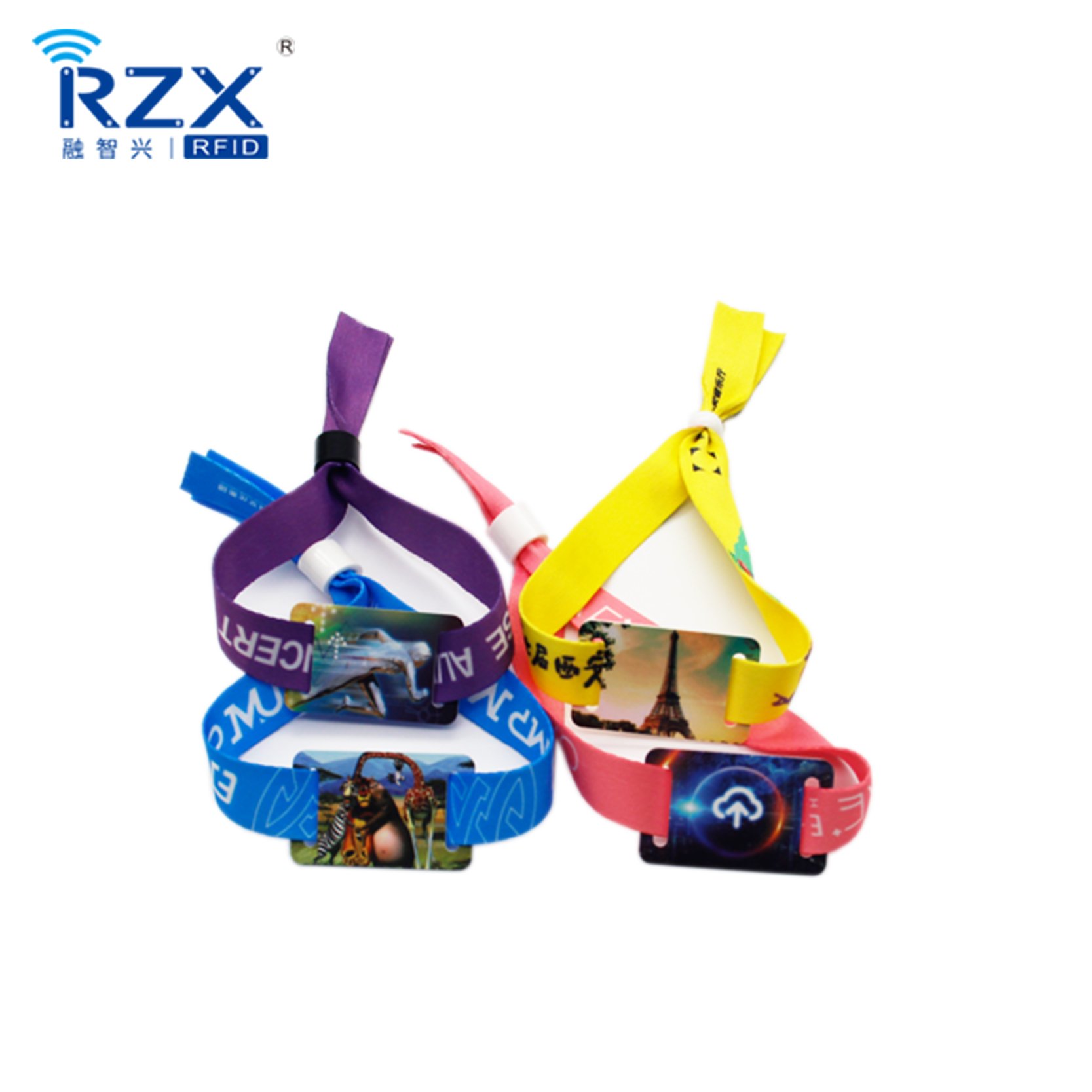 RFID Fabric Wristband access control system QR Code Fabric Woven Bracelet NFC social sharing
