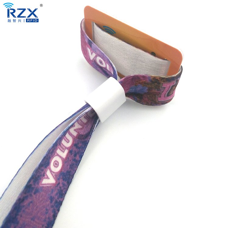 RFID Fabric Wristband access control system QR Code Fabric Woven Bracelet NFC social sharing