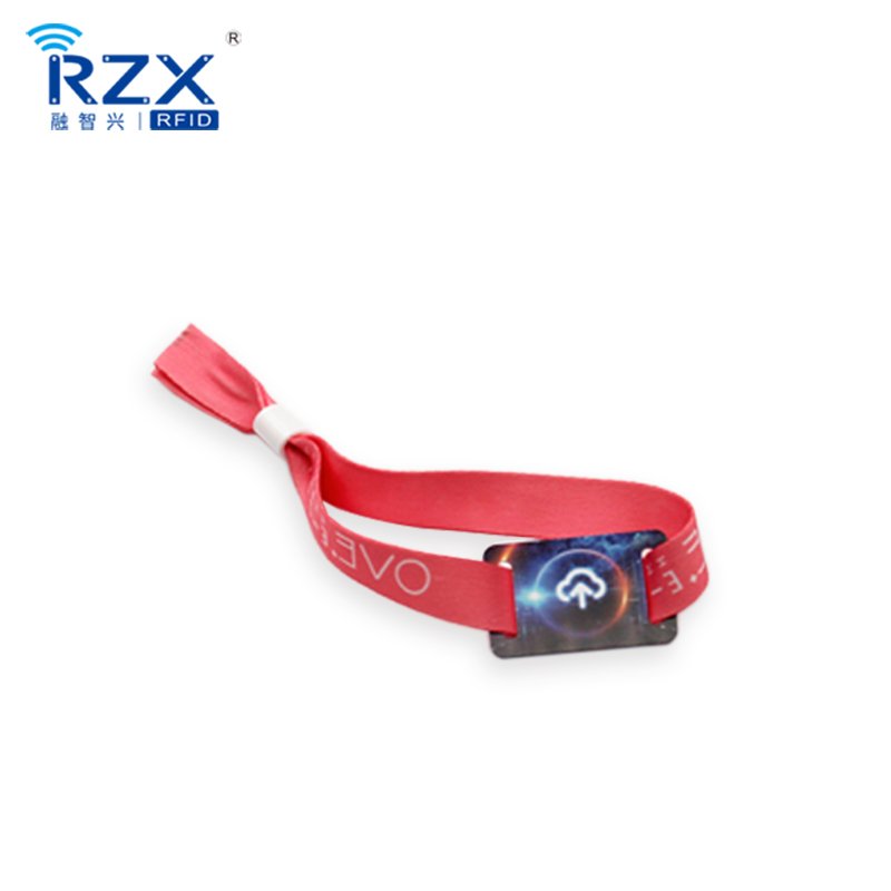 RFID Fabric Wristband access control system QR Code Fabric Woven Bracelet NFC social sharing