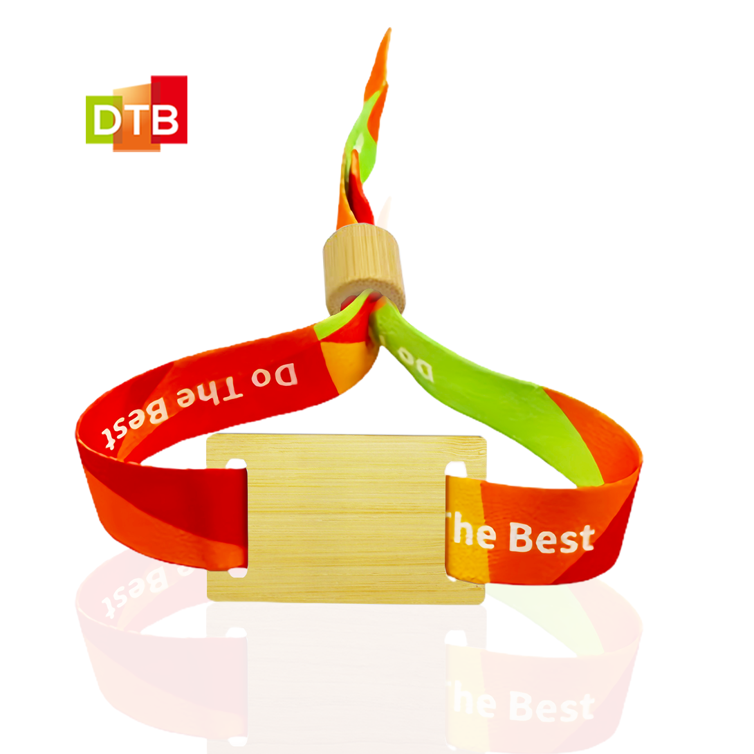 Customized bamboo/wood card RFID wristbands can be accessed to control cashless payment NFC Fabric wristband