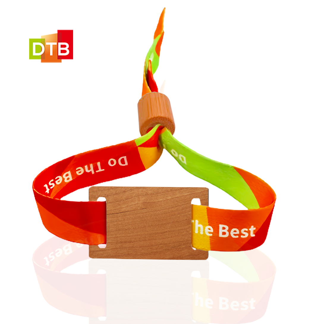 Customized bamboo/wood card RFID wristbands can be accessed to control cashless payment NFC Fabric wristband