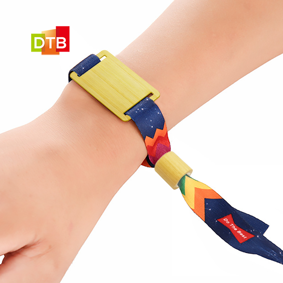 Customized bamboo/wood card RFID wristbands can be accessed to control cashless payment NFC Fabric wristband