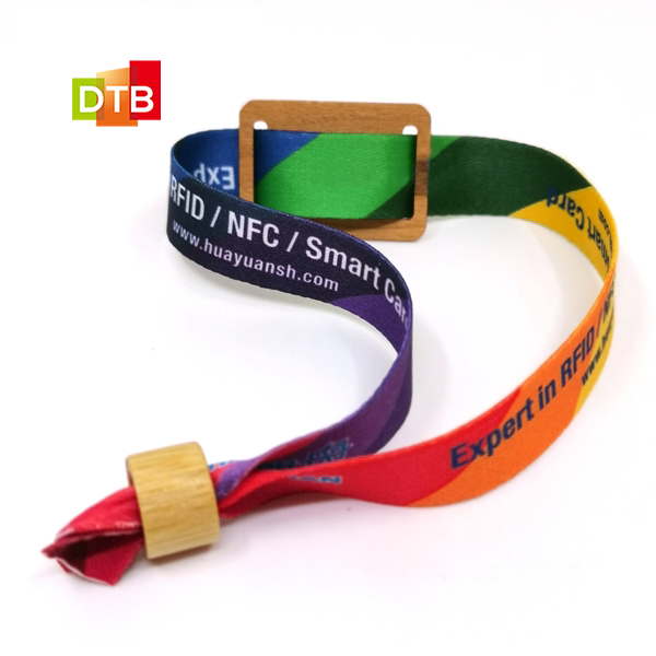 Customized bamboo/wood card RFID wristbands can be accessed to control cashless payment NFC Fabric wristband