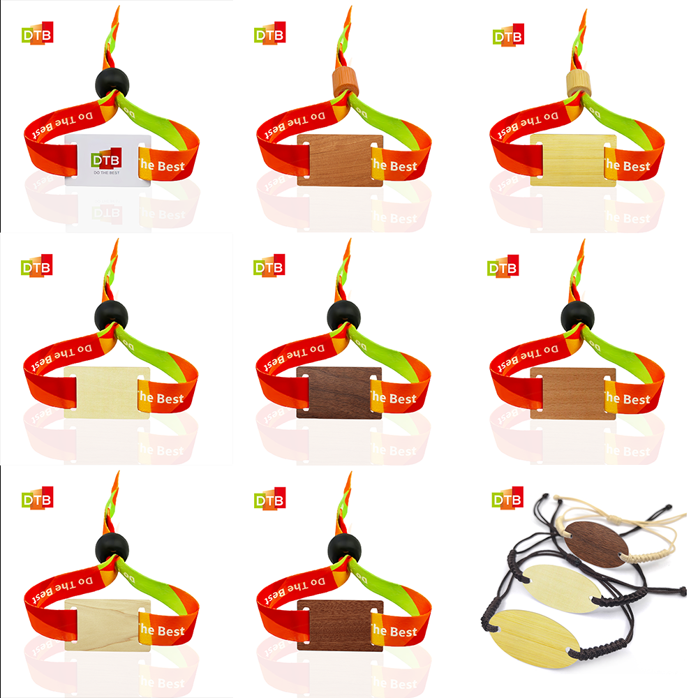 Customized bamboo/wood card RFID wristbands can be accessed to control cashless payment NFC Fabric wristband