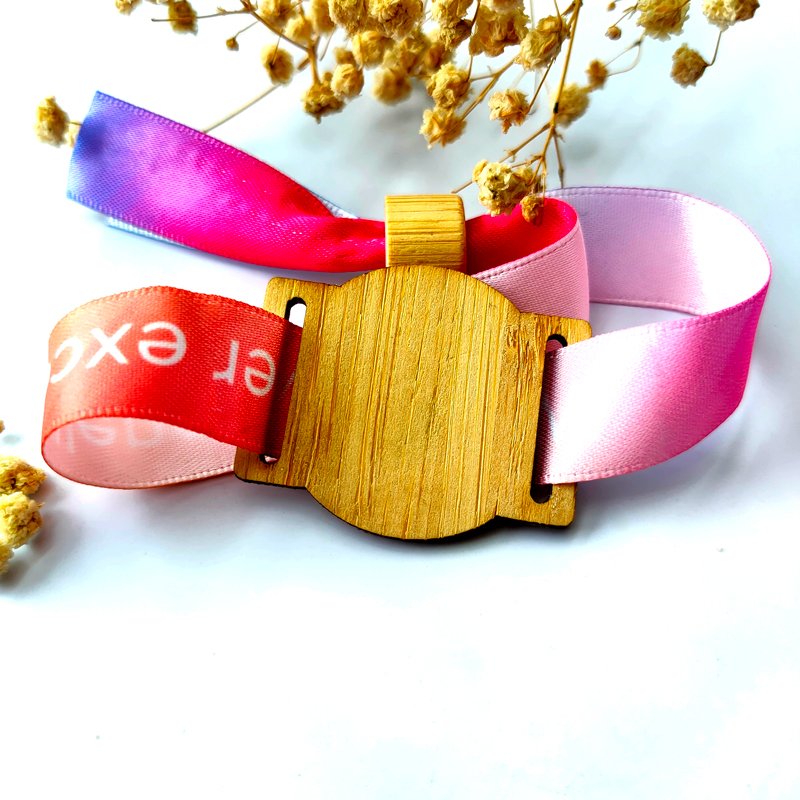 XRH 13.56Mhz custom visit gift NFC business card fabric wristband RFID payment woven bracelet wooden visit access control cards