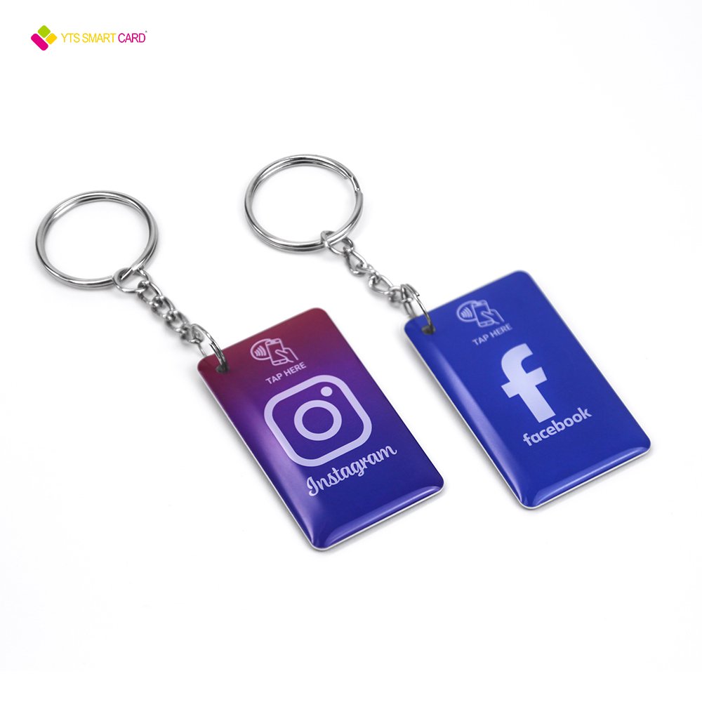 YTS factory price customize Waterproof nfc rfid chip keychain access control rfid epoxy card holder