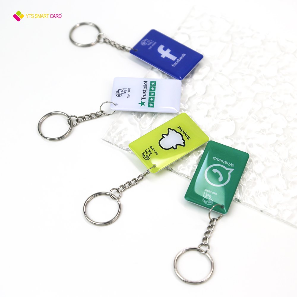 YTS factory price customize Waterproof nfc rfid chip keychain access control rfid epoxy card holder