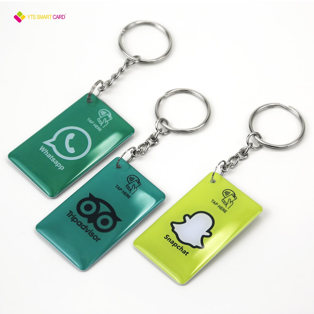 YTS factory price customize Waterproof nfc rfid chip keychain access control rfid epoxy card holder