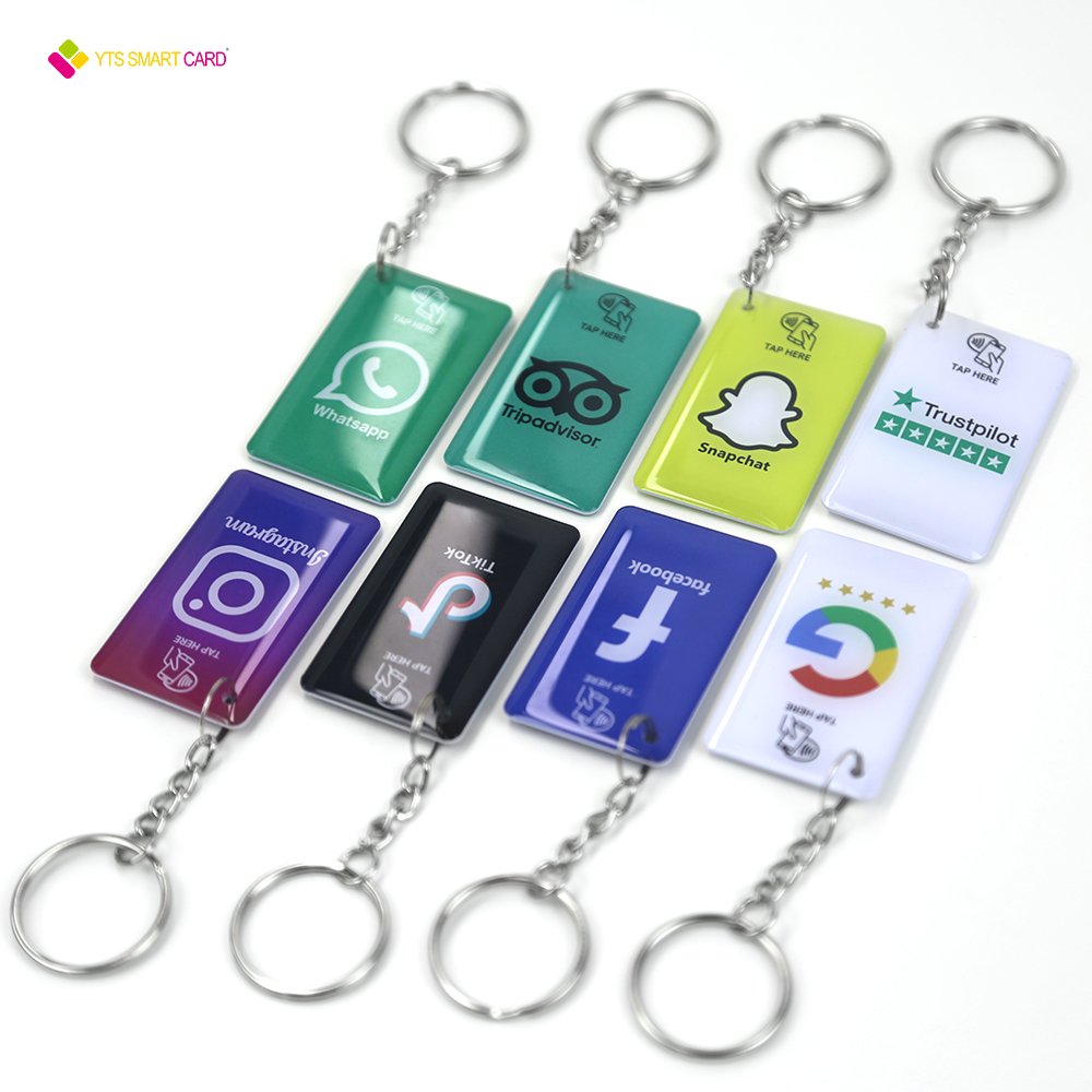 YTS factory price customize Waterproof nfc rfid chip keychain access control rfid epoxy card holder