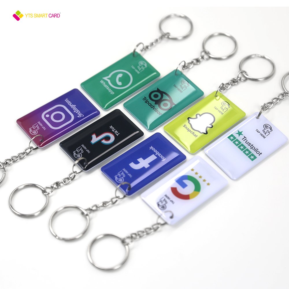 YTS factory price customize Waterproof nfc rfid chip keychain access control rfid epoxy card holder