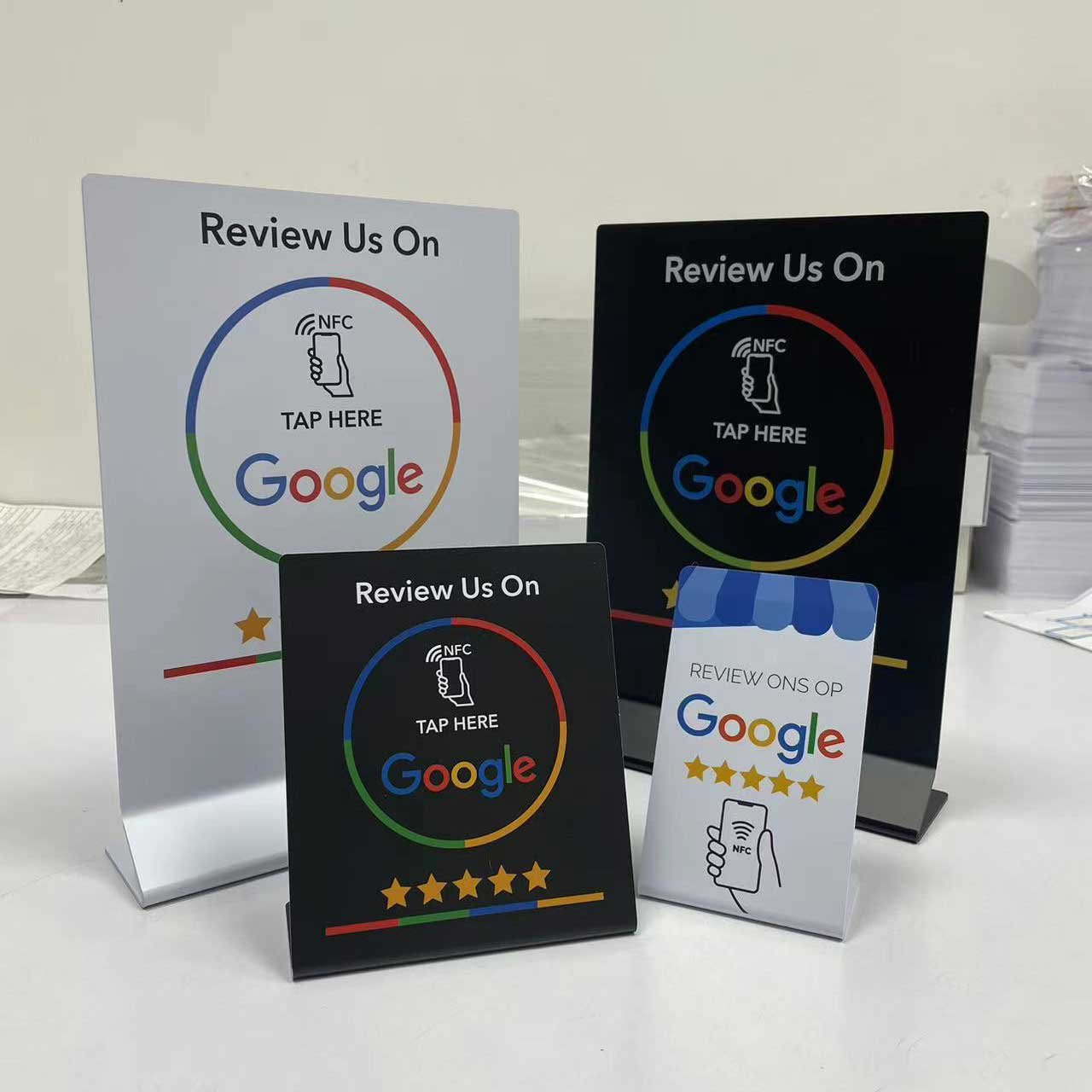 custom print T- shape google view 13.56mhz nfc rfid pvc table stand , 213 chip nfc menu plastic card