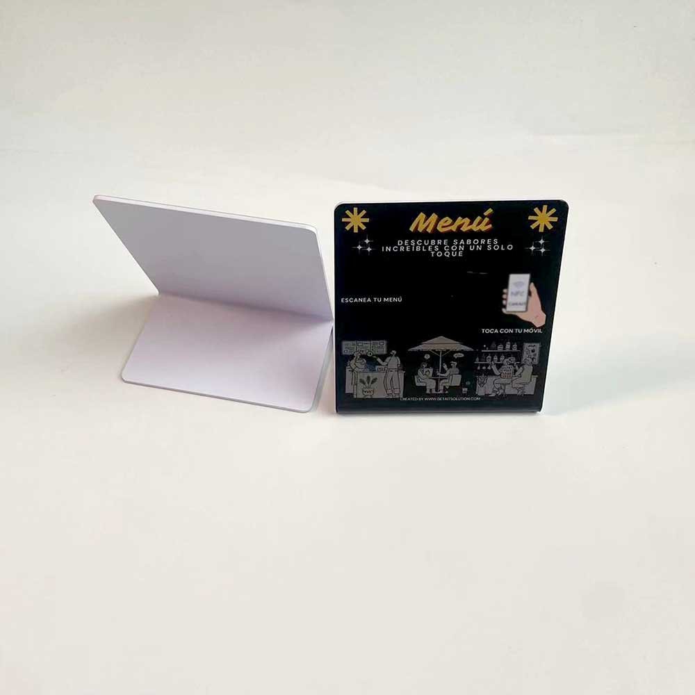 custom print T- shape google view 13.56mhz nfc rfid pvc table stand , 213 chip nfc menu plastic card