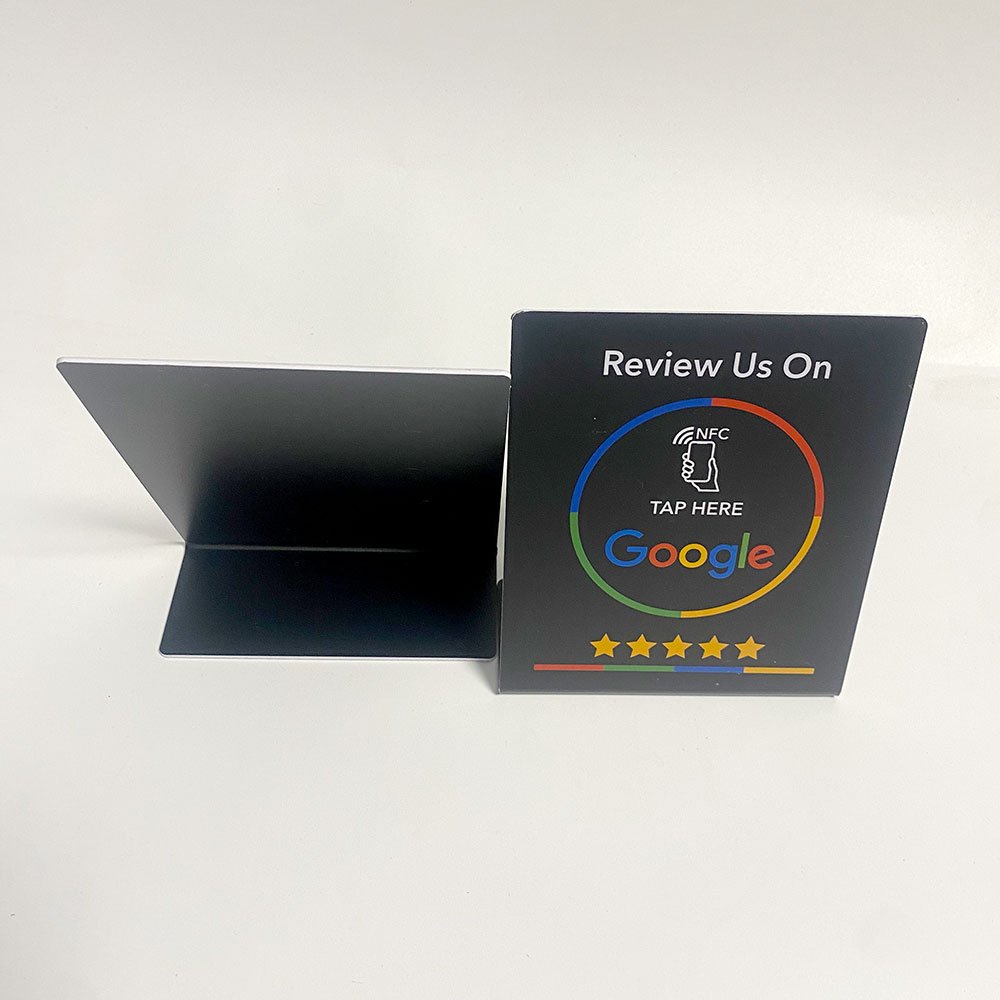 custom print T- shape google view 13.56mhz nfc rfid pvc table stand , 213 chip nfc menu plastic card