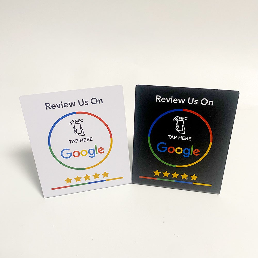 custom print T- shape google view 13.56mhz nfc rfid pvc table stand , 213 chip nfc menu plastic card