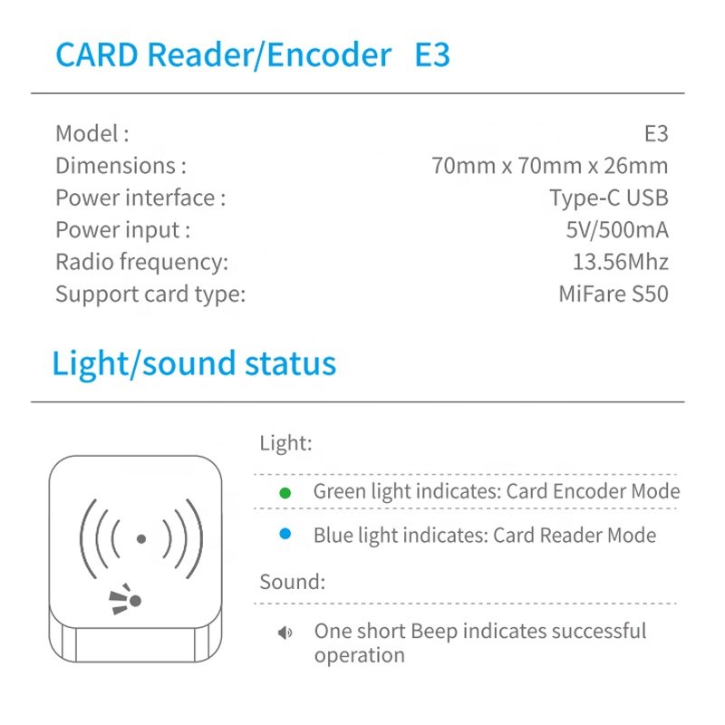 smart hotel system usb rfid card reader E3 ttlock hotel door lock ttlock access control card reader E3