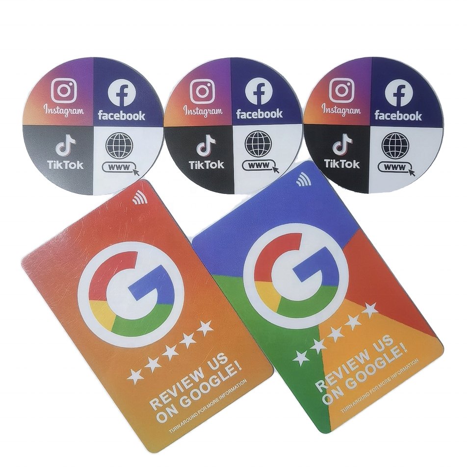 Custom Logo NFC Card 213 215 216 Google Business Review Popup RFID Waterproof PVC Card with 13.56MHz Frequency