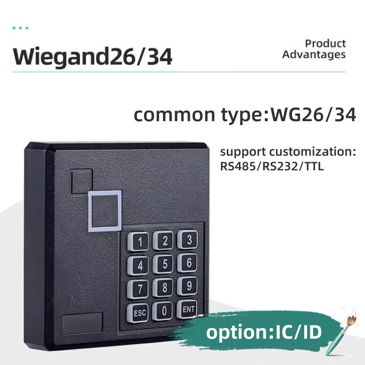 IP68 Waterproof DC12V WG26/34 ABS IC ID Access Card Reader For RFID Access Controller System RS485 RS232 TTL Carder Reader