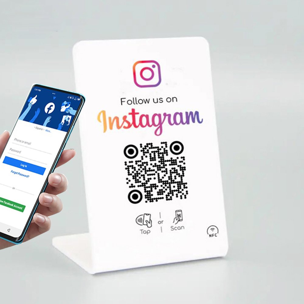Acrylic NFC google review stand table display QR code for google review social media