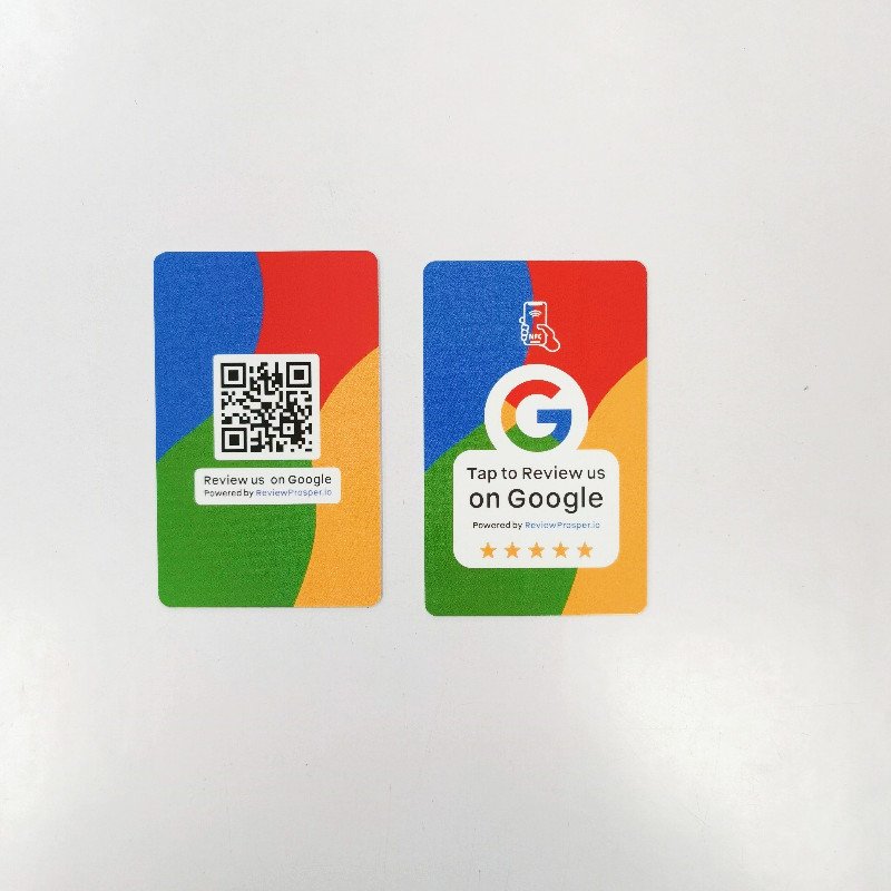 Customized Programmable QR Code tap to review google evaluation cards 13.56Mhz PVC NFC Google Reviews Card for Facebook/Ins