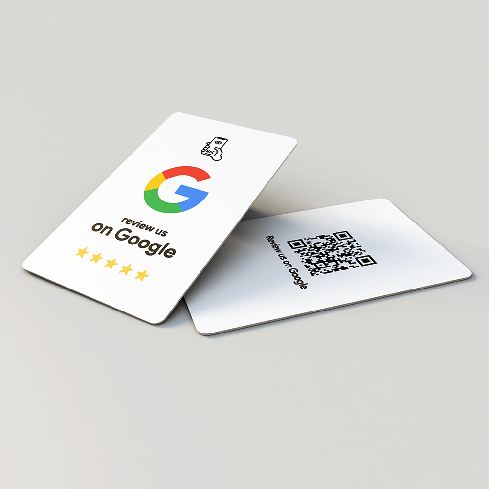 Customized Programmable QR Code tap to review google evaluation cards 13.56Mhz PVC NFC Google Reviews Card for Facebook/Ins