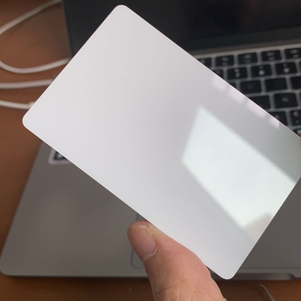 eco friendly 125khz / 13.56mhz white blank laserable NFC RFID Chip Polycarbonate PC Blank Smart ID Card for access control