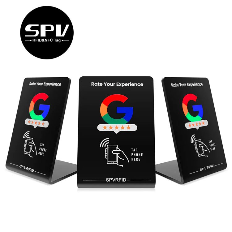 Programmable QR Code Printed RFID Business Card Ntag213 NFC Review Google Stand