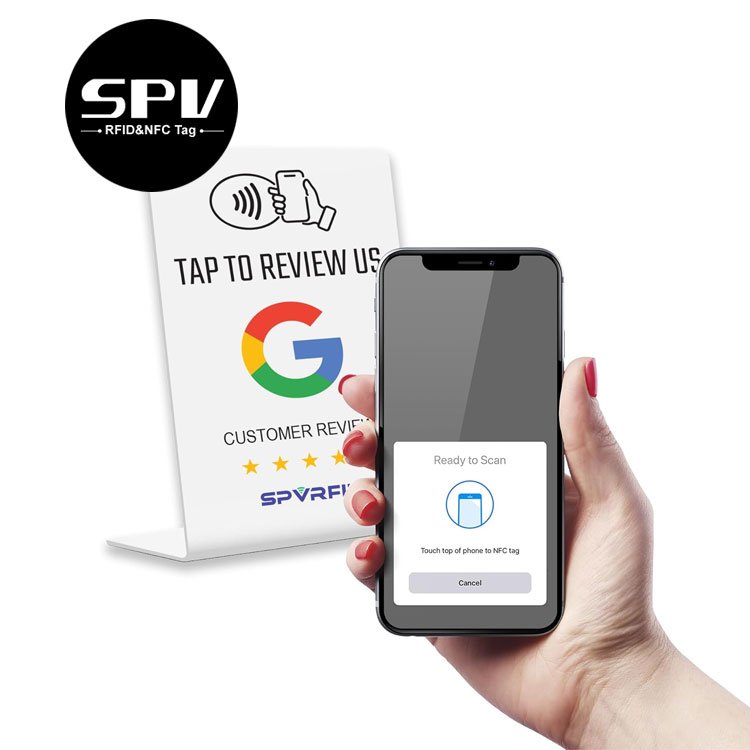 Programmable QR Code Printed RFID Business Card Ntag213 NFC Review Google Stand