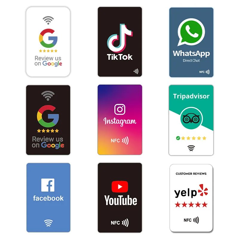 Custom 215 NFC Tiktok Instagram Google Business Visiting Card with Scan QR Code Presentation Cards for Social Media Mix