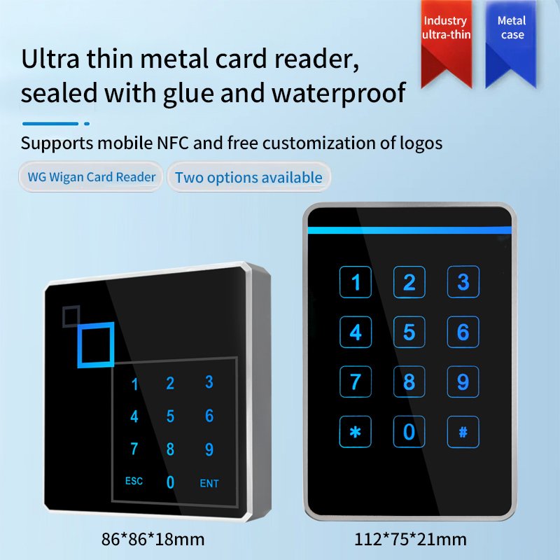 Metal waterproof Touch Screen Password Keypad Wiegand 26 Rfid 13.56Mhz Em Card Door Access Control card readers