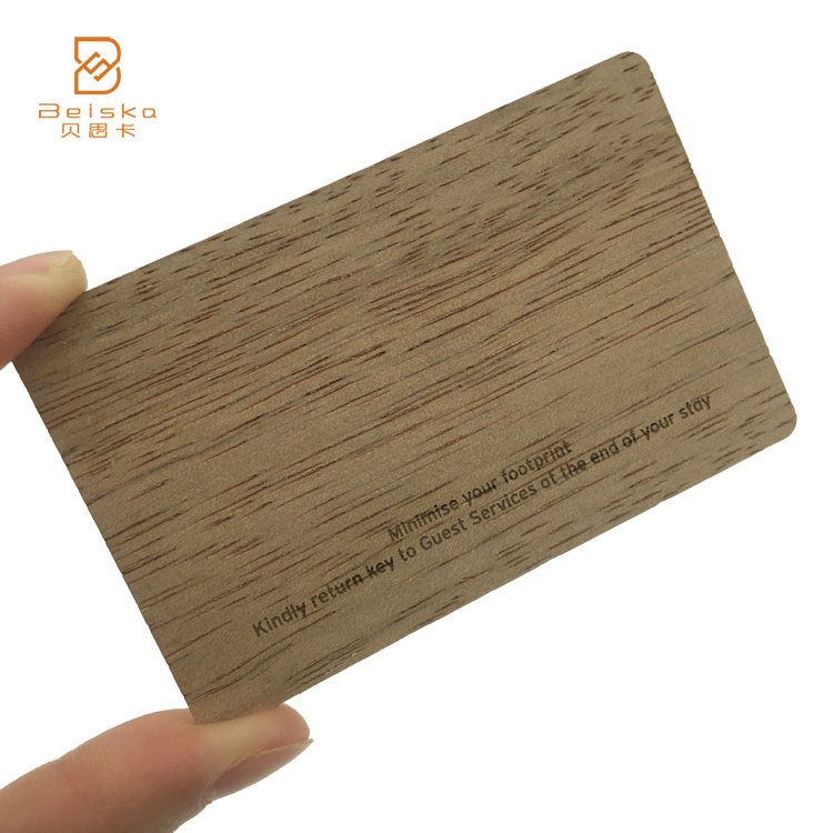 Eco Friendly Wood Bamboo Material Programmable 13.56MHZ Customized Logo Printed Lasered NFC RFID Wooden Cards