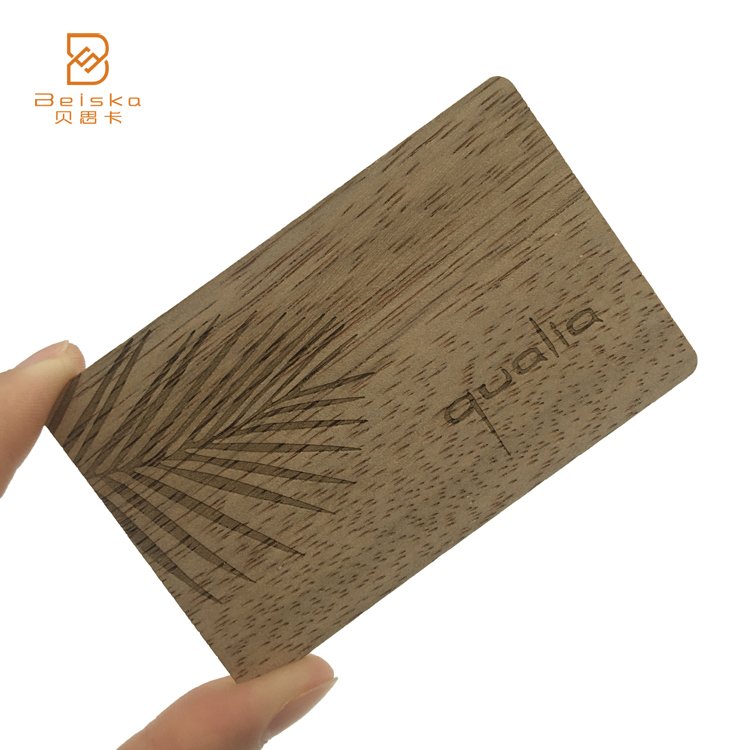 Eco Friendly Wood Bamboo Material Programmable 13.56MHZ Customized Logo Printed Lasered NFC RFID Wooden Cards