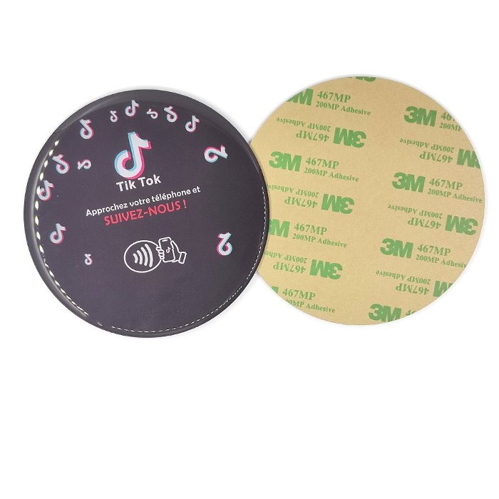Customized print logo High Quality Nfc Epoxy Round Menu Plate Social media Review NFC badges google Stand Display Card