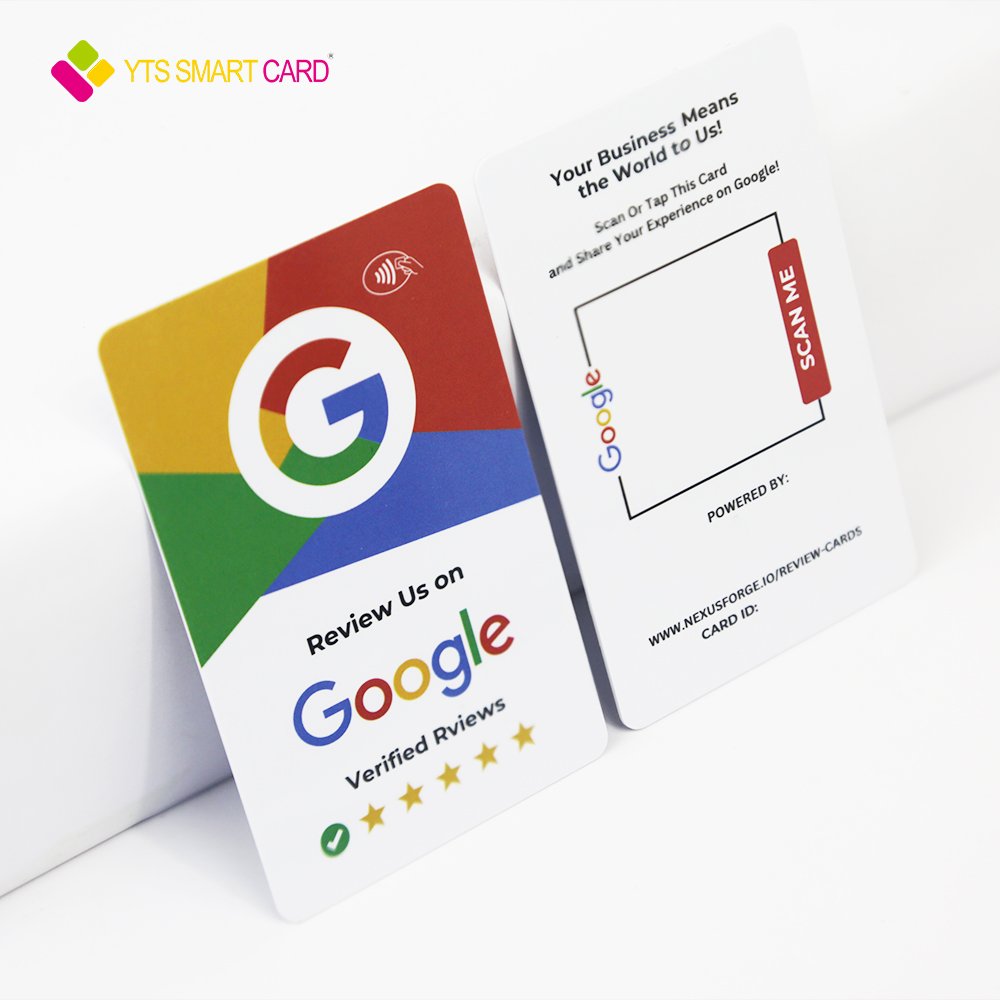 YTS Custom series printing Smart NFC Rfid Google reviews google play gift business access control cards