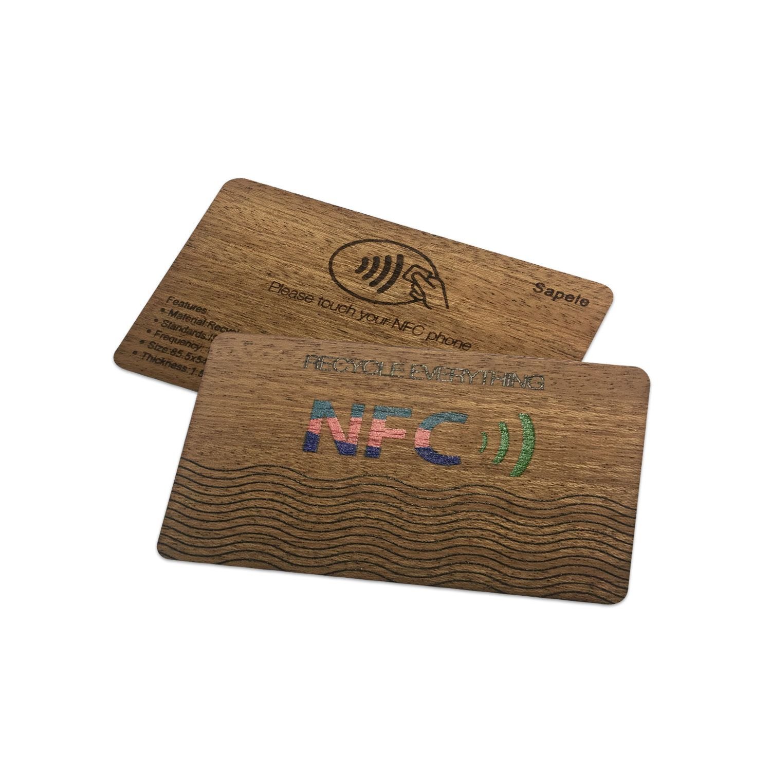 Customizable NFC RFID Wooden Bamboo Access Control Key Card Hotels Waterproof Mini Tag 13.56MHz 125KHz 860-960MHz Made PVC PET