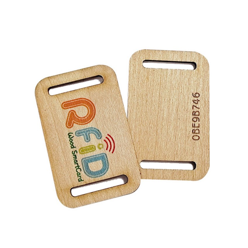 Customizable NFC RFID Wooden Bamboo Access Control Key Card Hotels Waterproof Mini Tag 13.56MHz 125KHz 860-960MHz Made PVC PET