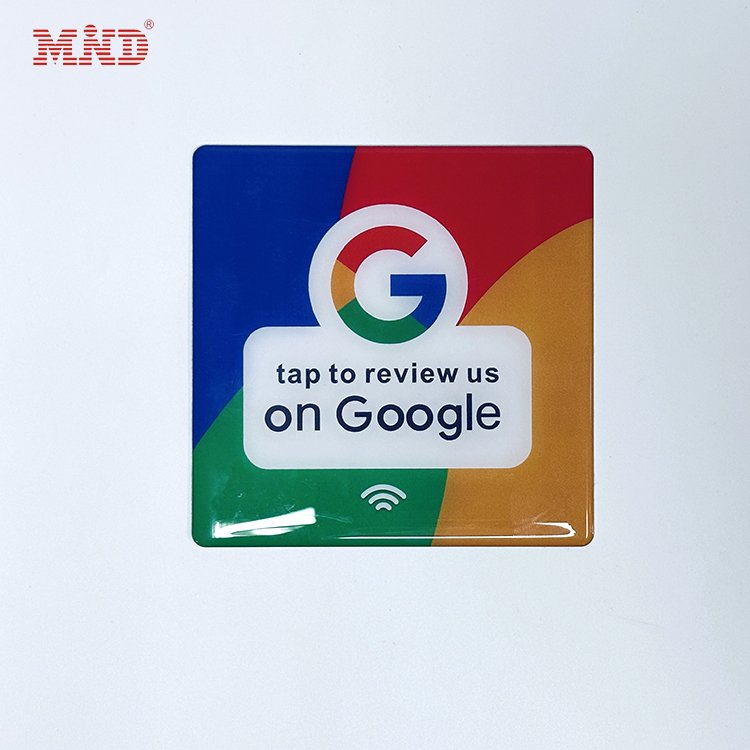 Free Samples Customized Size 13 56MHz NTAG 213 NTAG 215 NTAG 216 RFID google review nfc Sticker
