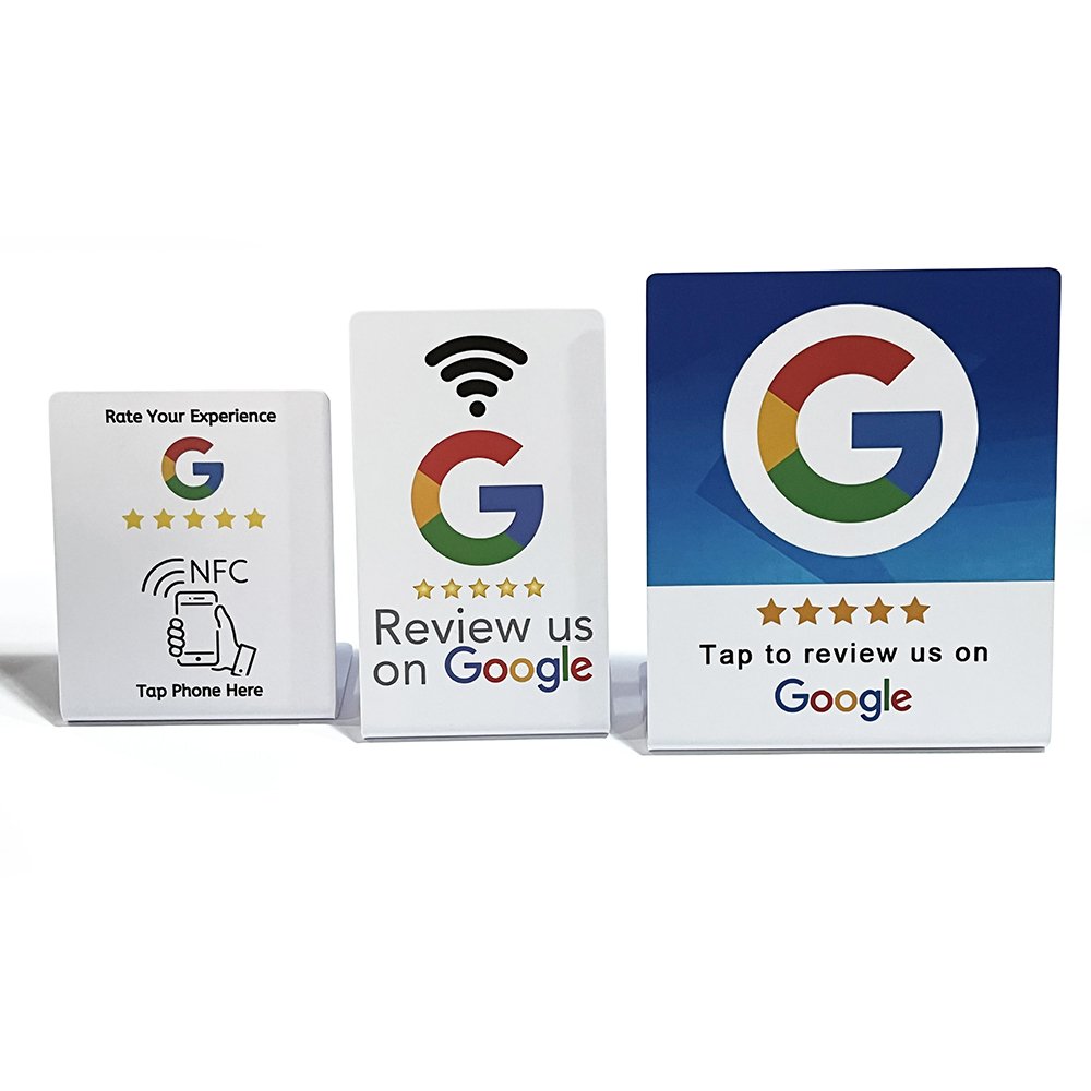 Custom PVC Google Review NFC Table Stand for Social Media