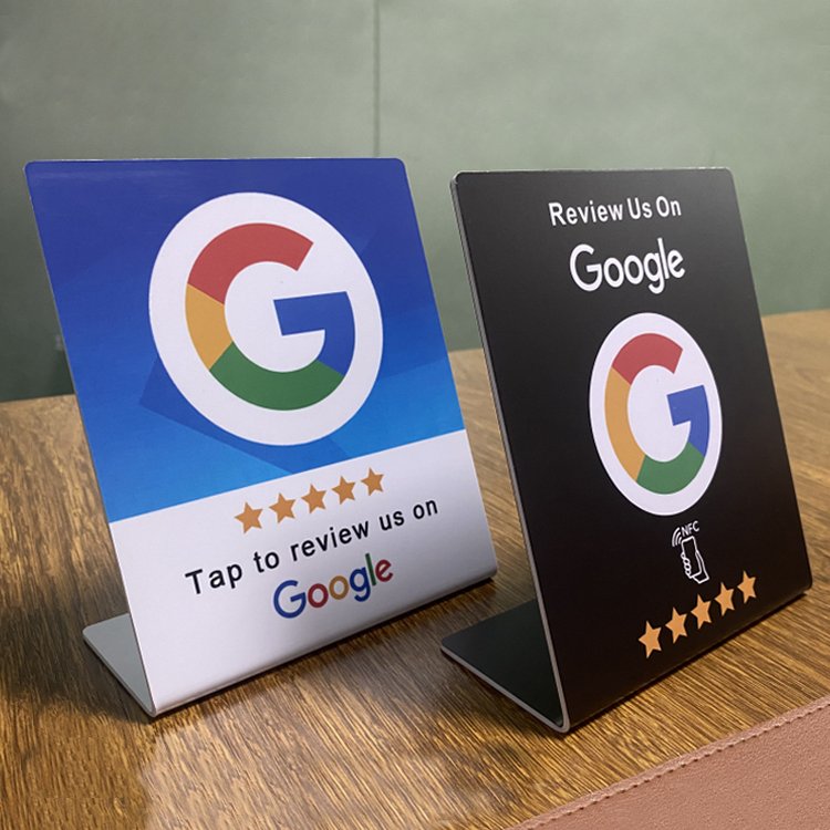 Custom PVC Google Review NFC Table Stand for Social Media