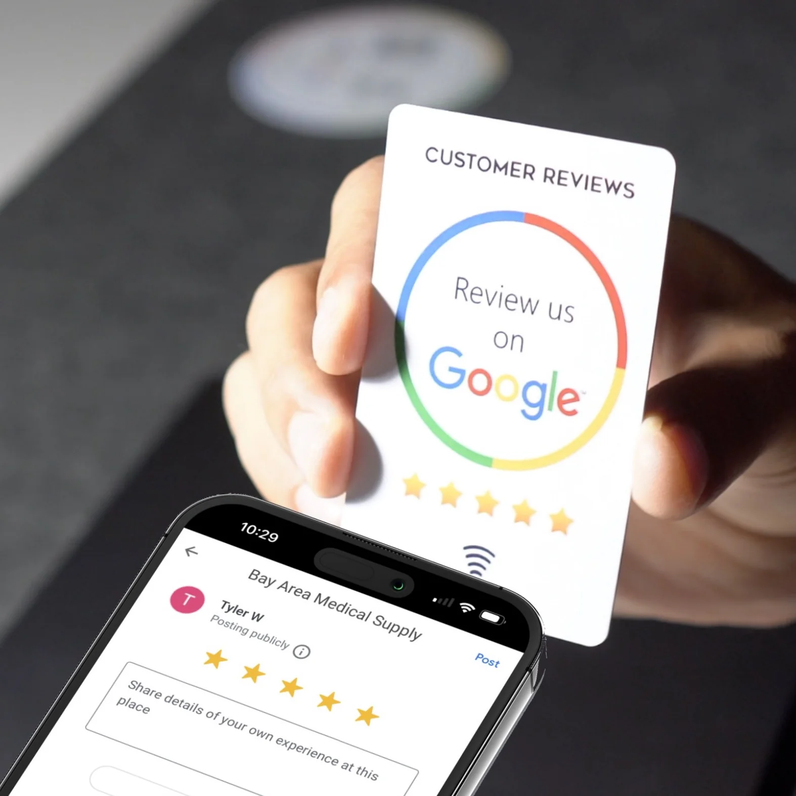 Custom PVC Google Review NFC Table Stand for Social Media