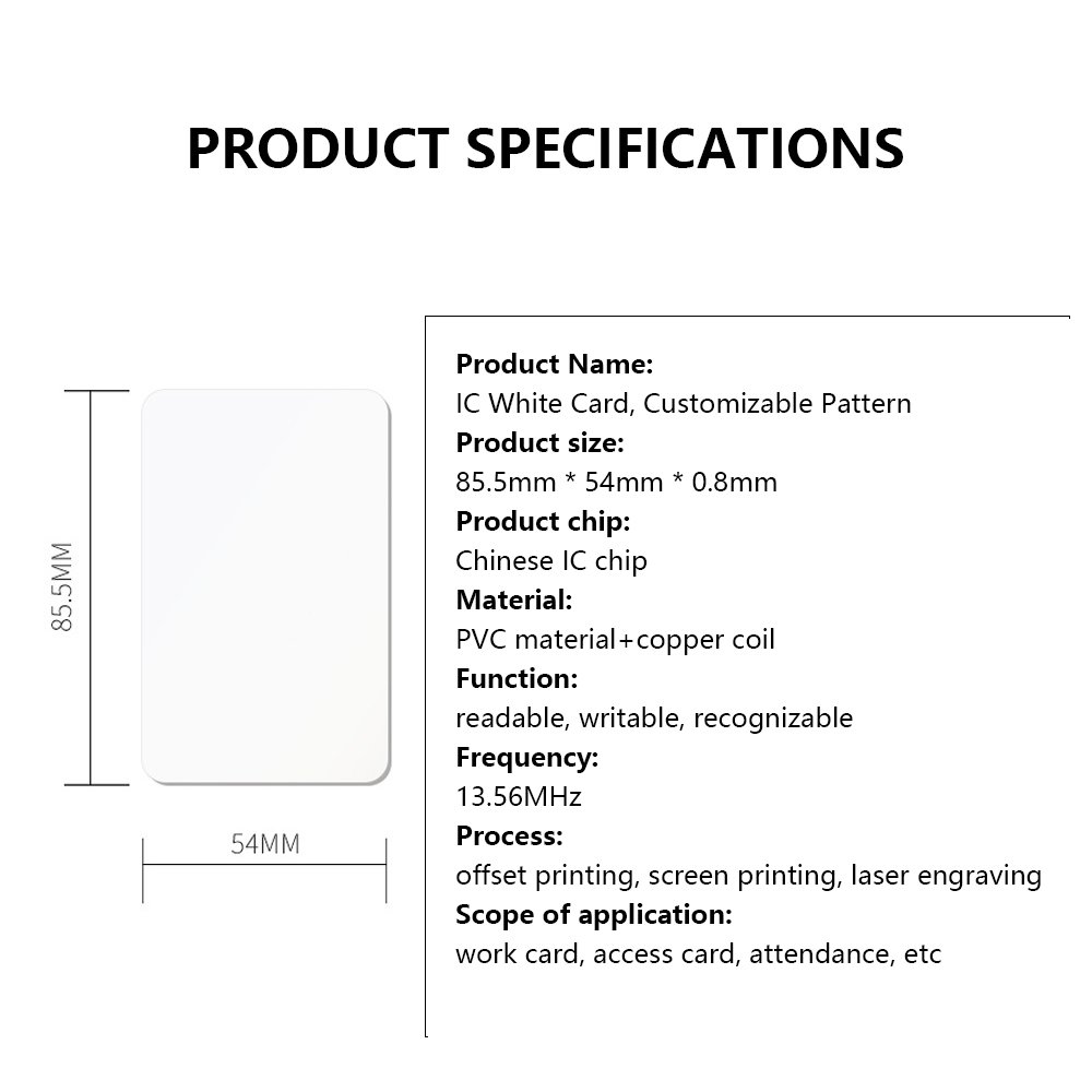 Custom Waterproof Factory IC access card PVC 13.56Mhz ISO 14443A smart IC card 125KHz rfid White Blank nfc keyfob products