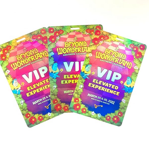 Punch Hole Event Badges Card Vip Pass Card Custom Design Lanyards PVC VIP Exhibition Event Pass for Concerts exhibitions hall