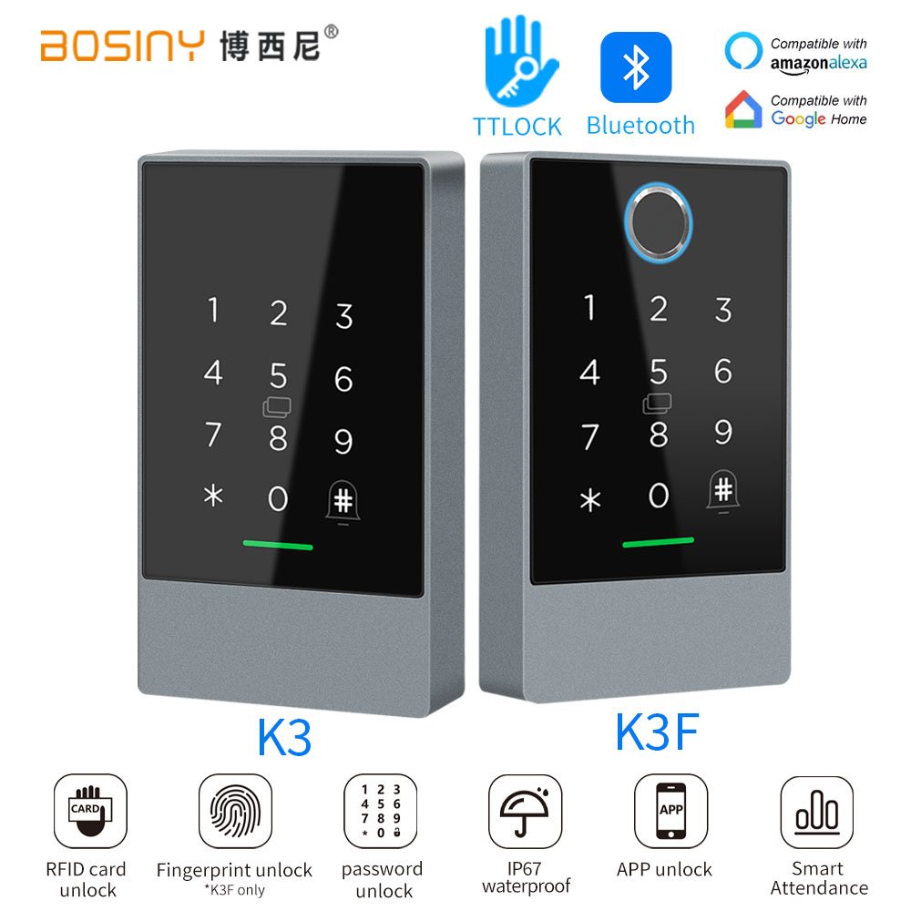 Nfc Tag Fingerprint Sensor Ttlock App 13.56Mhz Ic Reader Access Controller G2 Gateway Wifi Control Ip67 Waterproof Door Lock K3