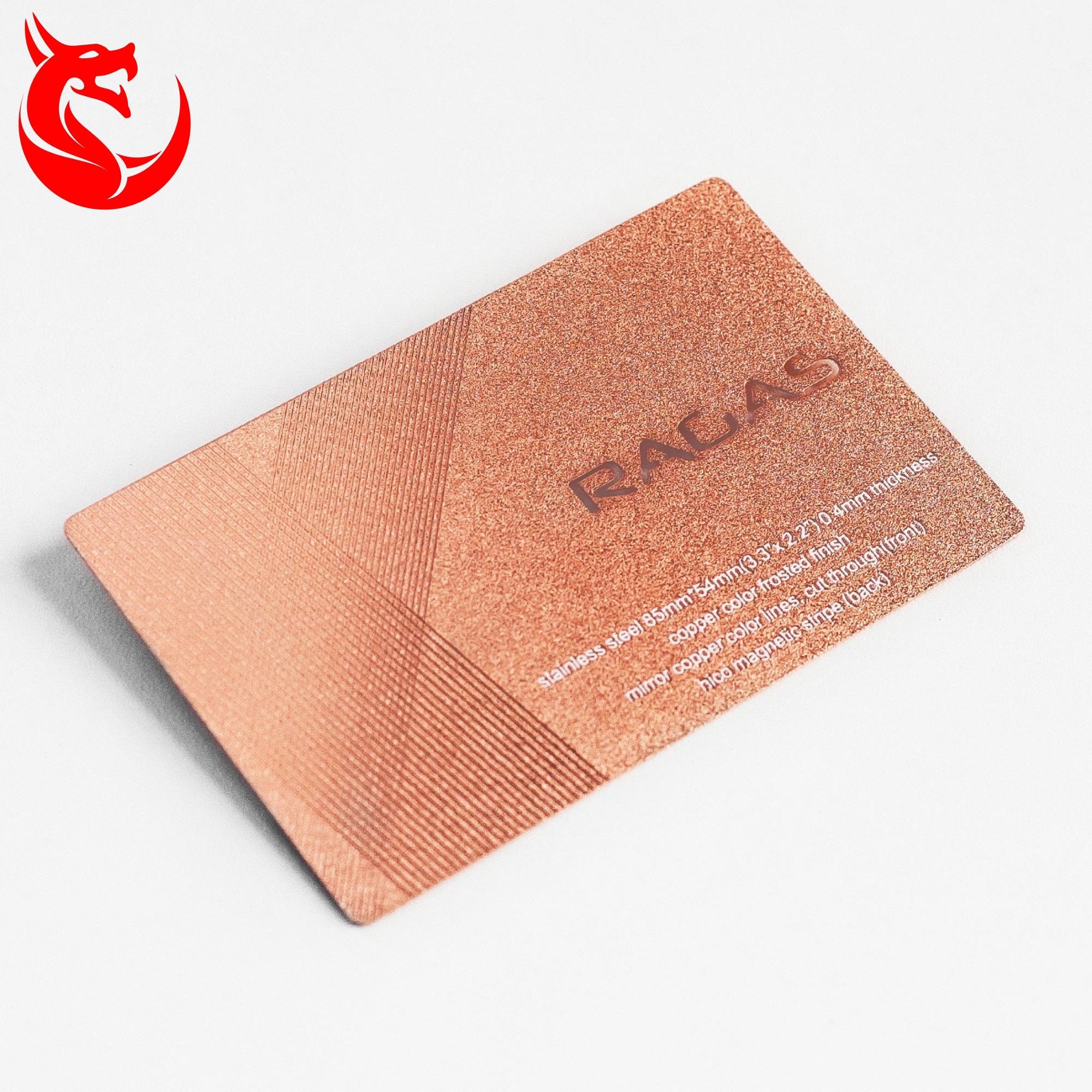 Custom Luxury Laser Cut Engraved Stainless Steel Business Card Rose Gold Mirror Blanks Metal Access Control Cards