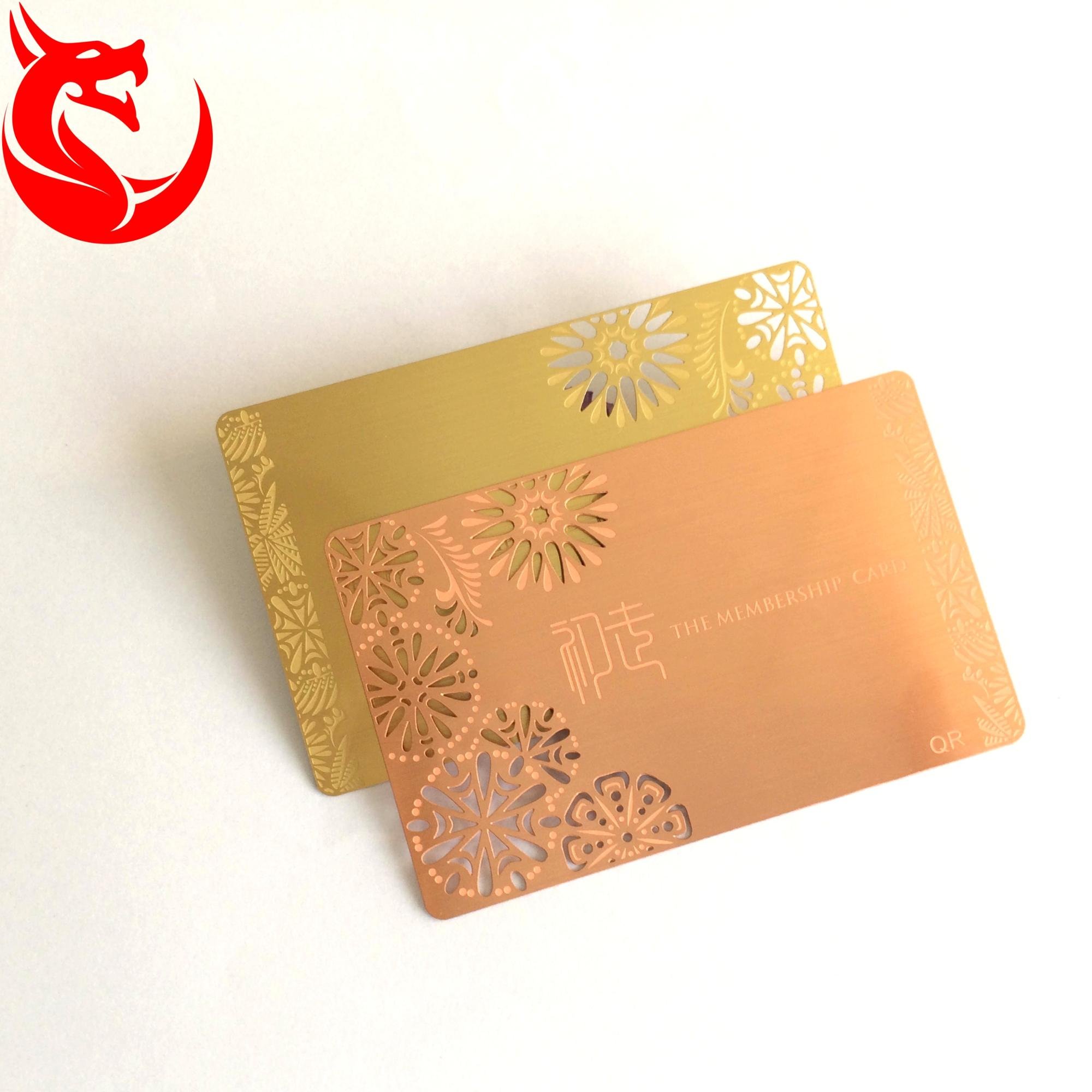 Custom Luxury Laser Cut Engraved Stainless Steel Business Card Rose Gold Mirror Blanks Metal Access Control Cards