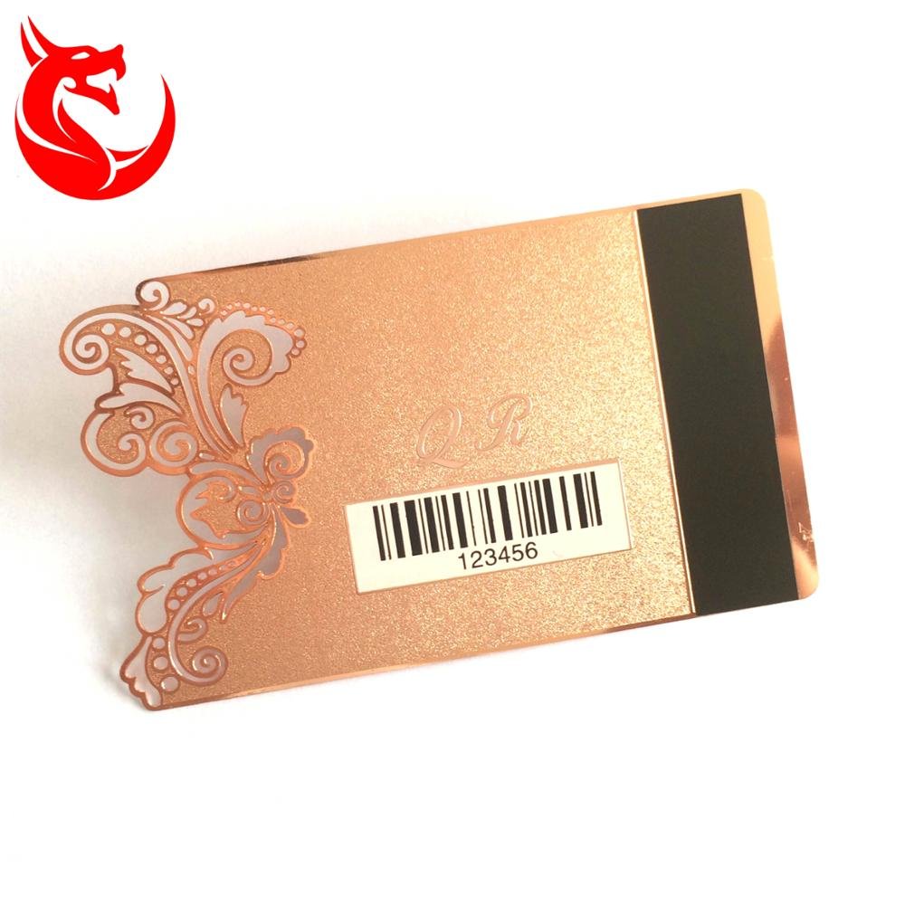 Custom Luxury Laser Cut Engraved Stainless Steel Business Card Rose Gold Mirror Blanks Metal Access Control Cards