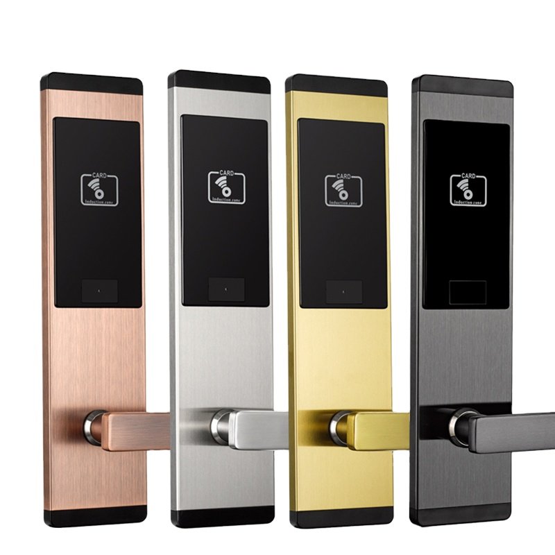 Stainless steel case electronic card key RFID access control hotel door lock with free management software