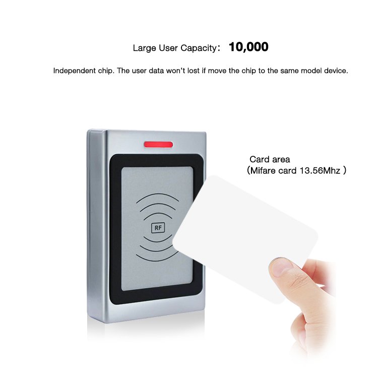 Metal waterproof outdoor RFID IC card 13.56Mhz Wiegand standalone access control NFC reader