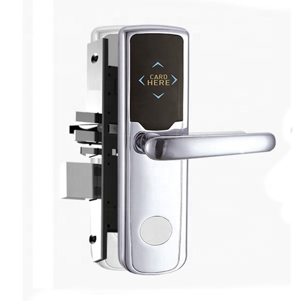 Zinc Alloy Security Electronic Door Handle Lock with RFID Card & Proximity Smart Card Reader Key Card Access for Hotel Rooms