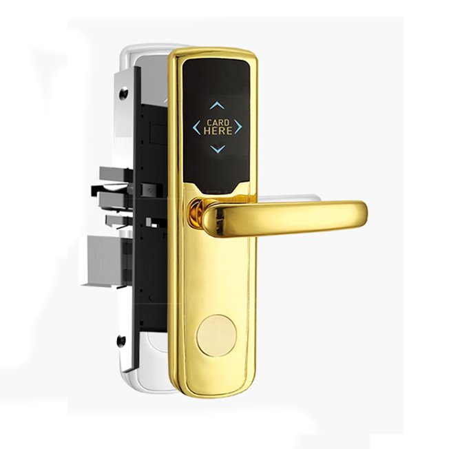 Zinc Alloy Security Electronic Door Handle Lock with RFID Card & Proximity Smart Card Reader Key Card Access for Hotel Rooms