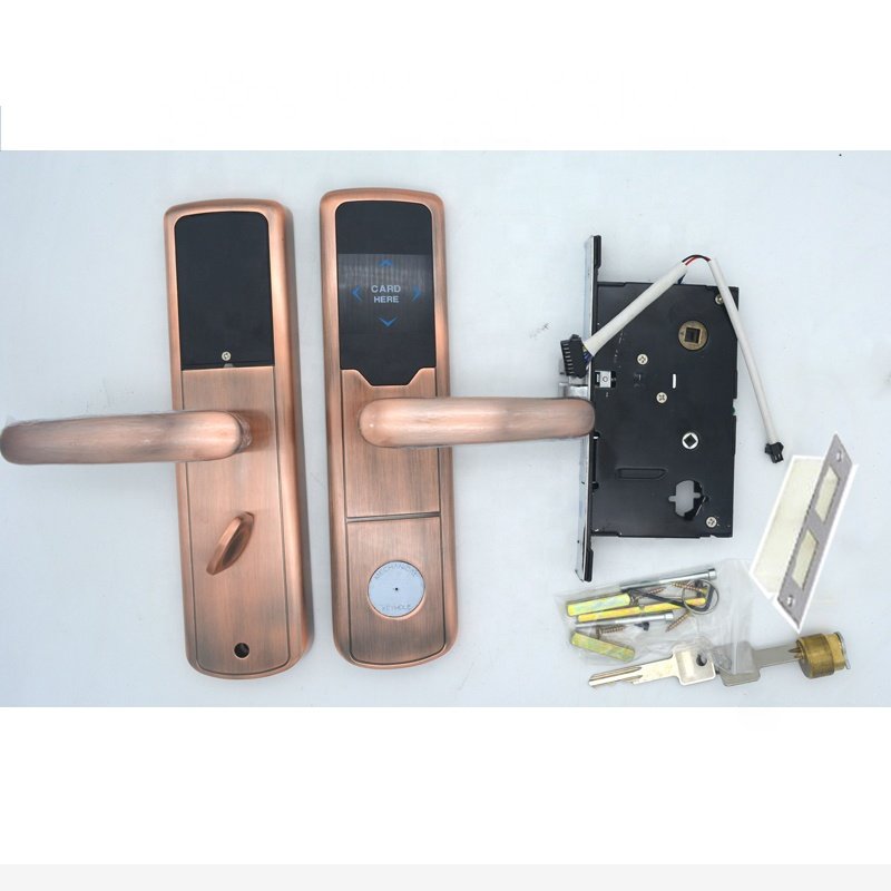 Zinc Alloy Security Electronic Door Handle Lock with RFID Card & Proximity Smart Card Reader Key Card Access for Hotel Rooms